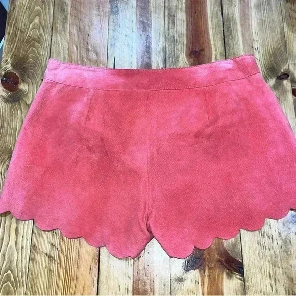 Forever 21 Pants - Forever 21 Pink Suede, lined , scalloped hem, side zip, shorts